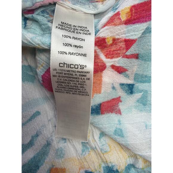 Chico’s Artsy Boho Blouse Women’s XL Multicolor Retro 90s Y2K Beach Top - Picture 4 of 8
